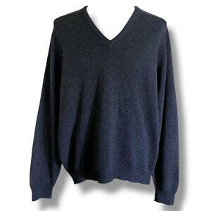 Vintage Brooks Brothers Mens Sweater Sz Large Gray V-Neck Wool Lambswool Grandpa